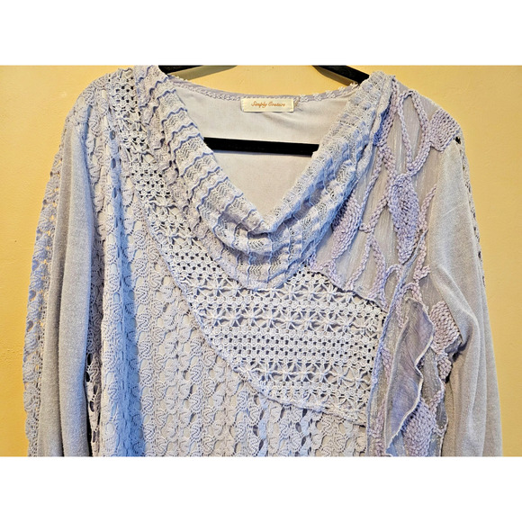 Simply Couture Gray Floral Lace Tunic Top Size XL Fairy Whimsy Boho Artsy Dainty - Picture 2 of 5